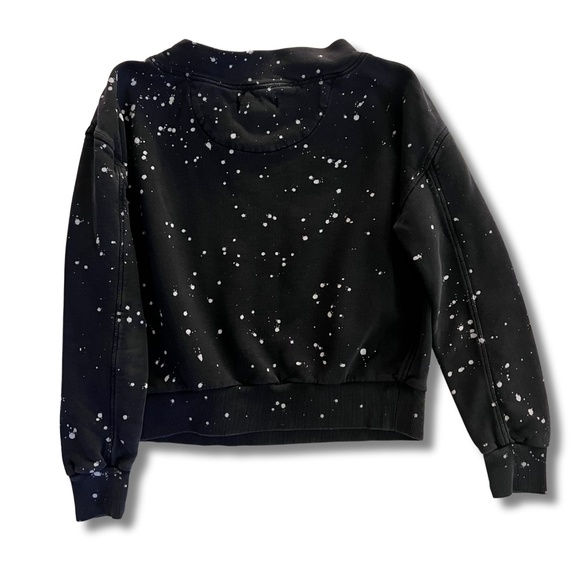 Anthropologie Pilcro Elayna Splatter Sweatshirt Black Mock Neck XS Y2K Grunge - Picture 3 of 6